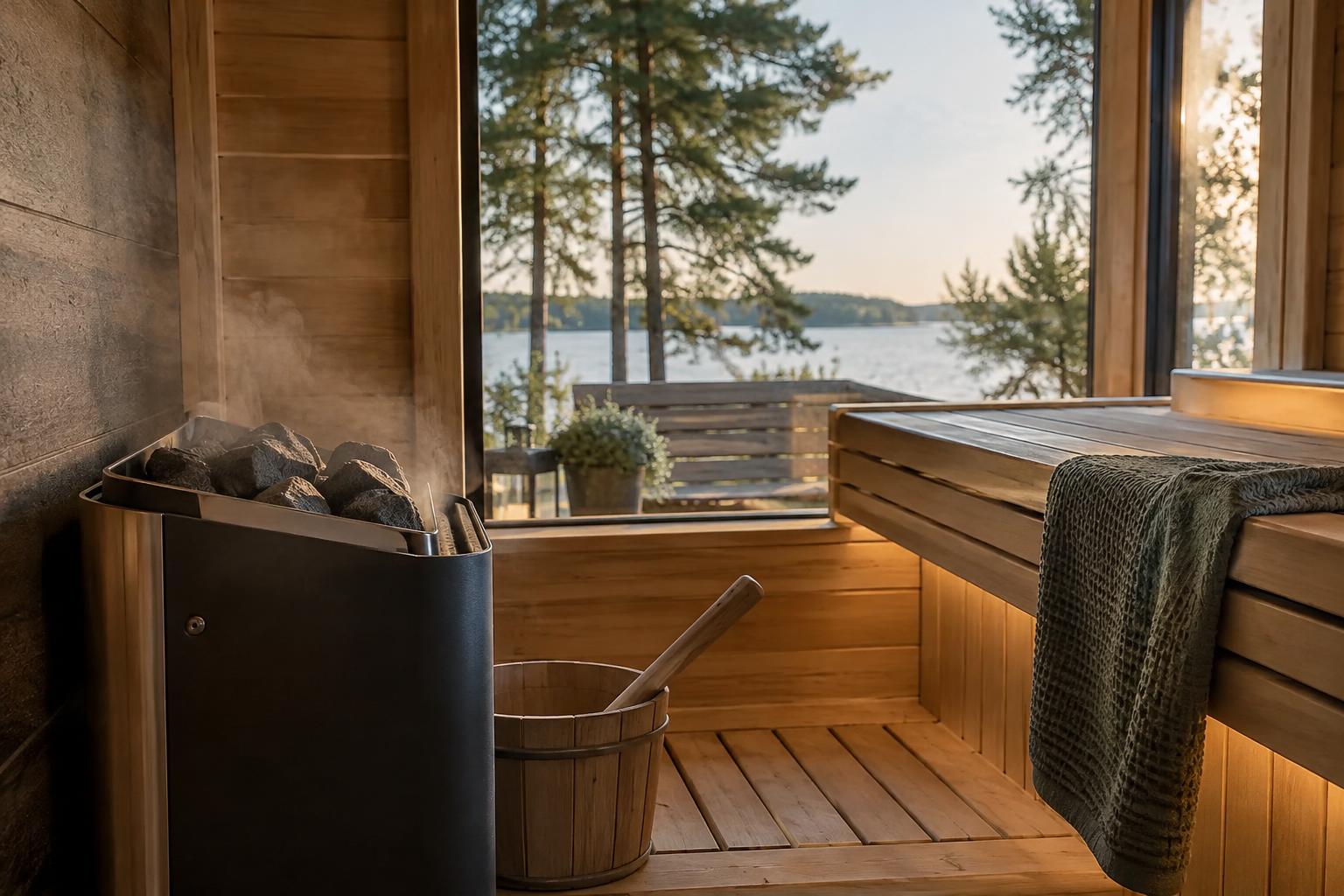 Electric heater inside a family sauna